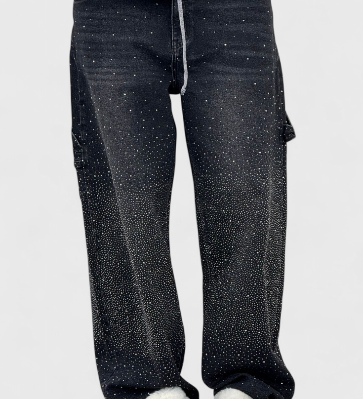 Dariya Jeans Cargo Balloon s Leskem a Aplikacemi z Kamínků