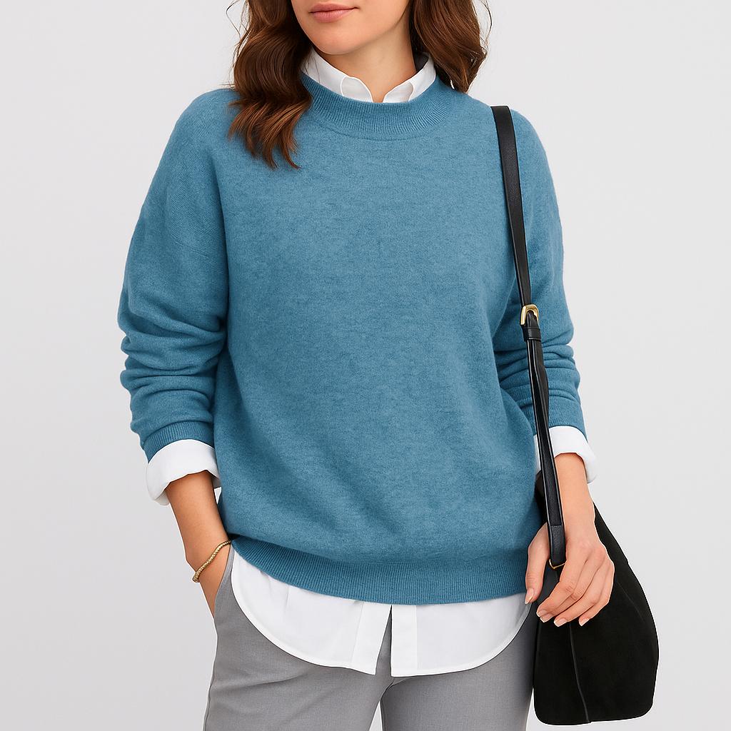 Camisola feminina de malha macia com corte descontraído
