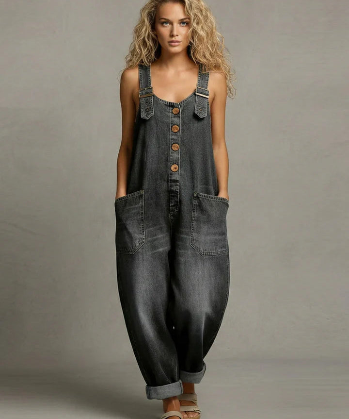Leila - Macacão de Denim Estiloso com Bolsos