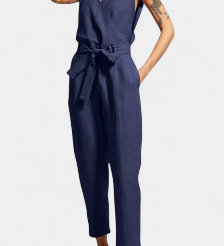 Maggie Mono bez Rukávů s Výstřihem do V a Křížovým Pasem z Bavlny