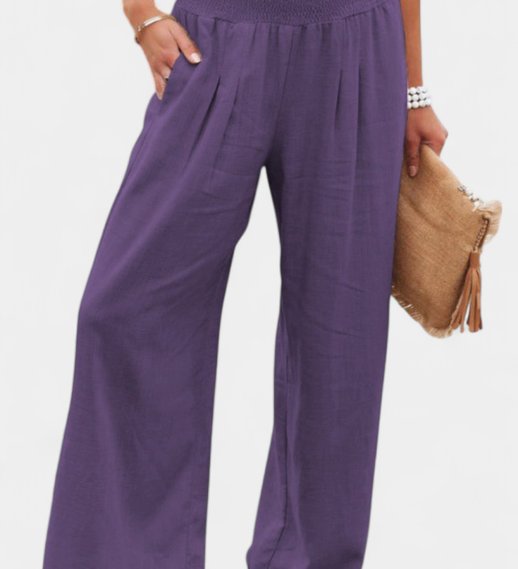 Alexia Kalhoty z Bavlny a Lnu s Plynulým Střihem a Přirozenou Elegancí