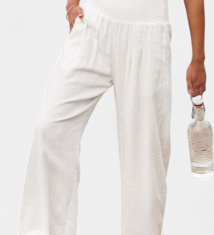 Alexia Kalhoty z Bavlny a Lnu s Plynulým Střihem a Přirozenou Elegancí