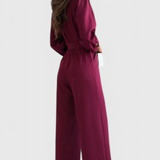 Ariane Mono s Širokými Nohavicemi a Výstřihem do V s Pasem na Mašličku