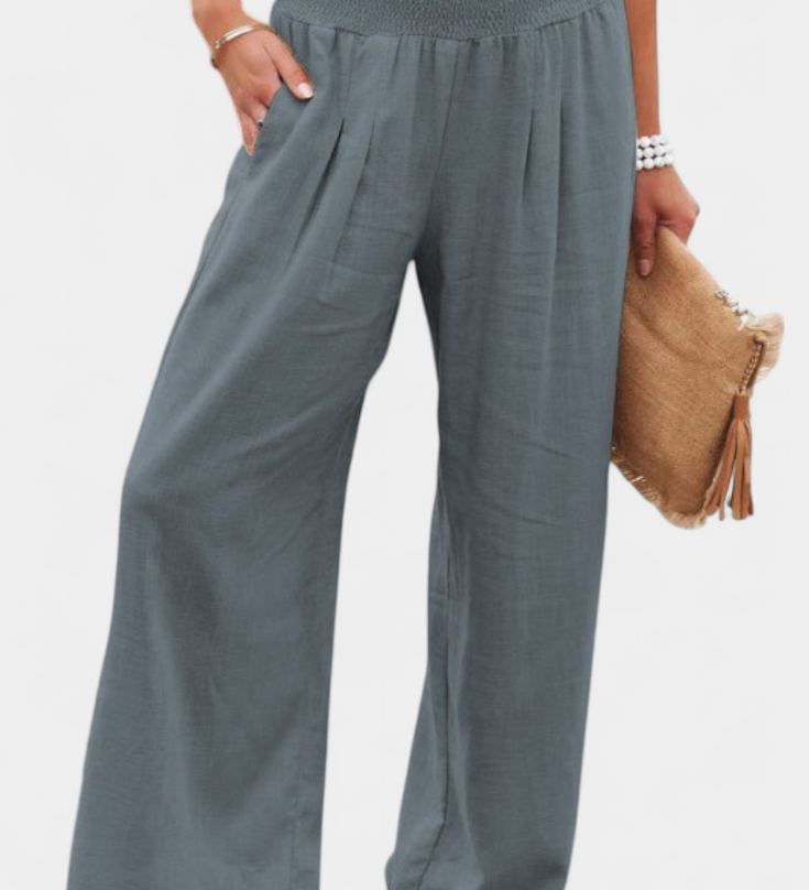 Alexia Kalhoty z Bavlny a Lnu s Plynulým Střihem a Přirozenou Elegancí