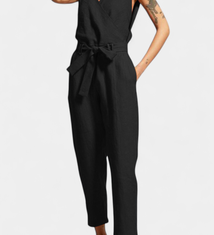 Maggie Mono bez Rukávů s Výstřihem do V a Křížovým Pasem z Bavlny