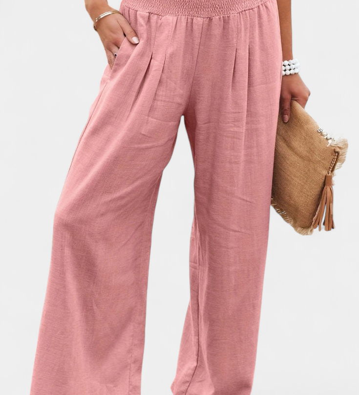 Alexia Kalhoty z Bavlny a Lnu s Plynulým Střihem a Přirozenou Elegancí