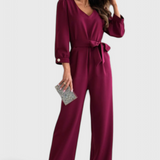 Ariane Mono s Širokými Nohavicemi a Výstřihem do V s Pasem na Mašličku