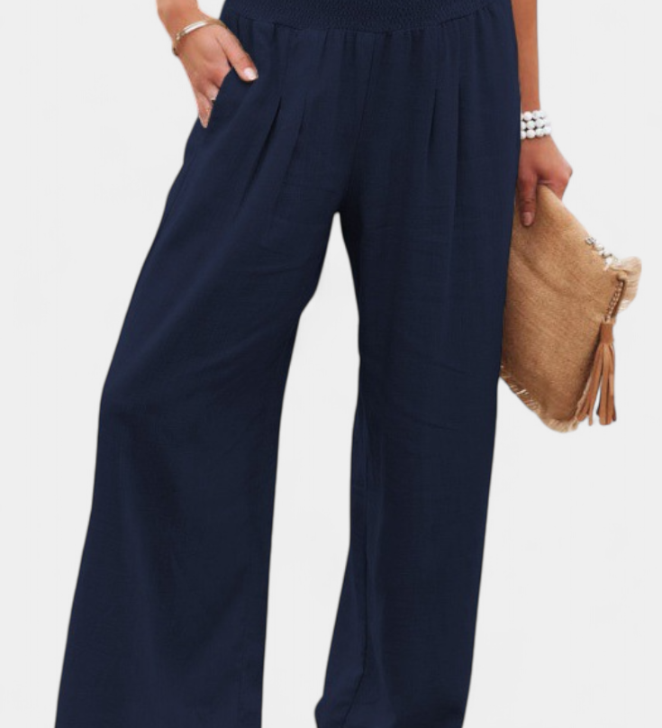 Alexia Kalhoty z Bavlny a Lnu s Plynulým Střihem a Přirozenou Elegancí