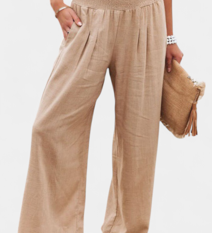 Alexia Kalhoty z Bavlny a Lnu s Plynulým Střihem a Přirozenou Elegancí