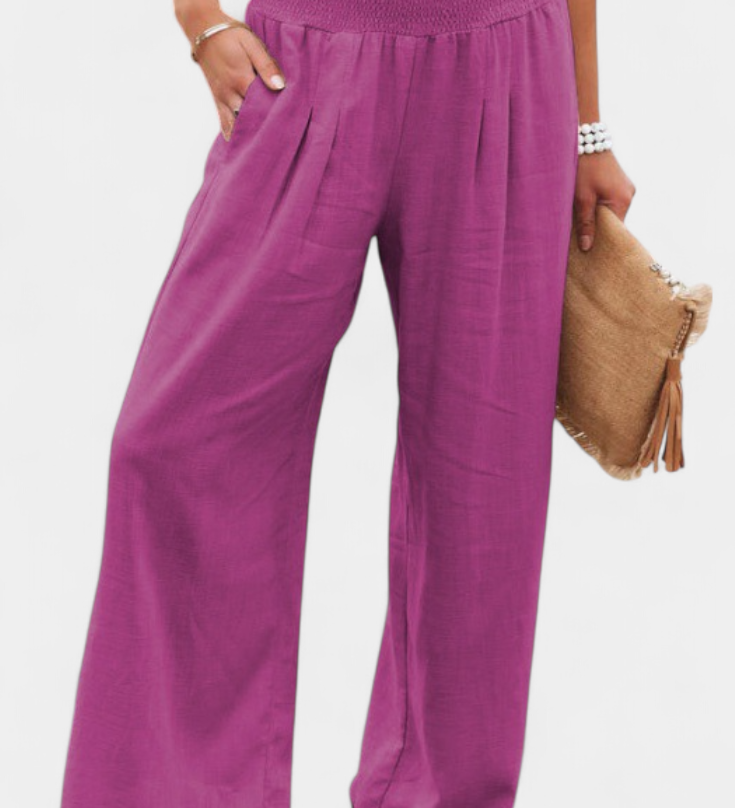 Alexia Kalhoty z Bavlny a Lnu s Plynulým Střihem a Přirozenou Elegancí