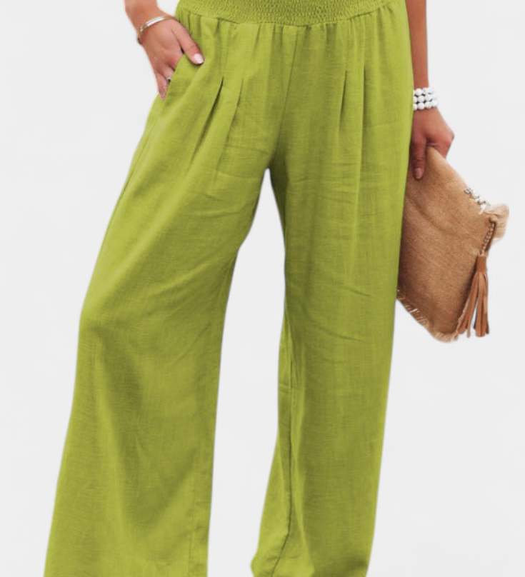 Alexia Kalhoty z Bavlny a Lnu s Plynulým Střihem a Přirozenou Elegancí