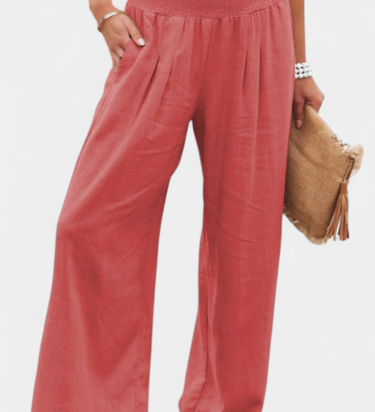 Alexia Kalhoty z Bavlny a Lnu s Plynulým Střihem a Přirozenou Elegancí