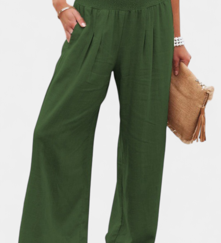 Alexia Kalhoty z Bavlny a Lnu s Plynulým Střihem a Přirozenou Elegancí