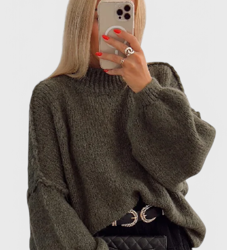 Oversized pletený svetr Cassia s balónovými rukávy