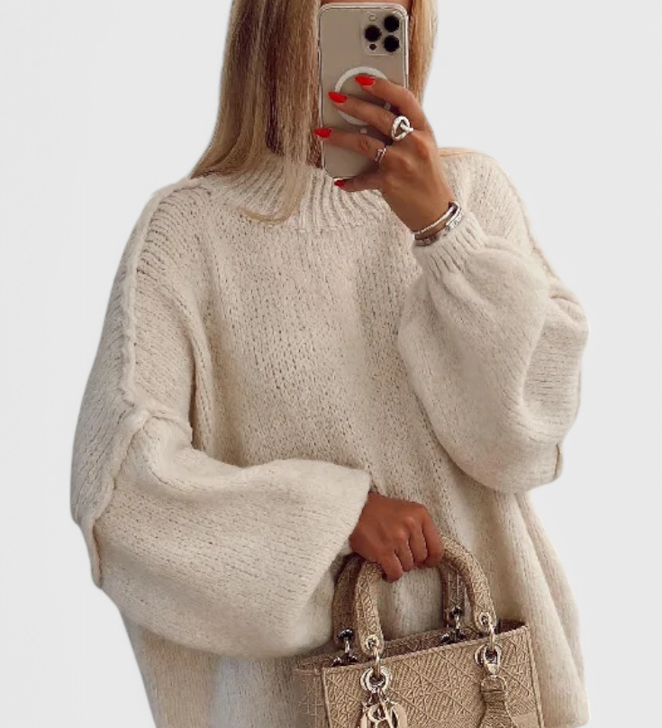 Oversized pletený svetr Cassia s balónovými rukávy