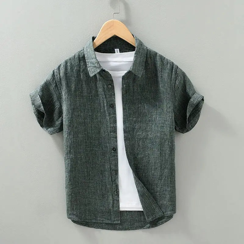 Košile z lnu s krátkým rukávem