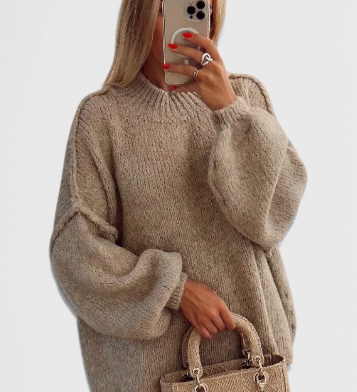 Oversized pletený svetr Cassia s balónovými rukávy