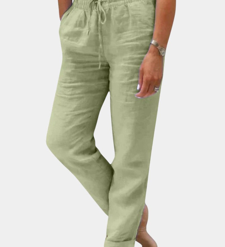 Violeta Lněné Kalhoty Relaxed Fit