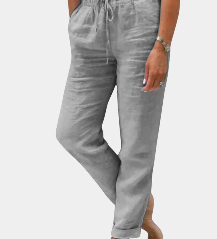 Violeta Lněné Kalhoty Relaxed Fit