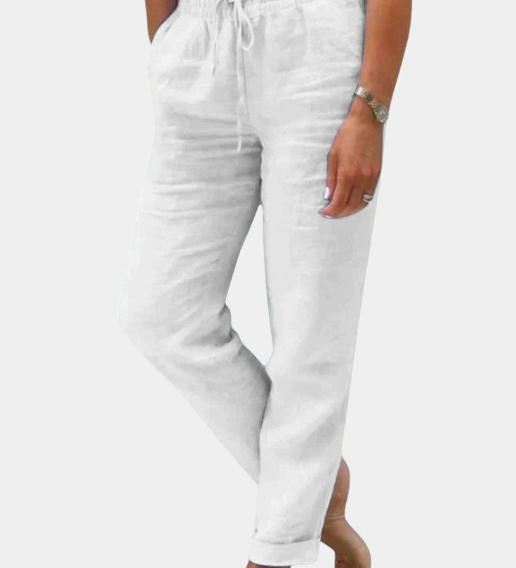 Violeta Lněné Kalhoty Relaxed Fit