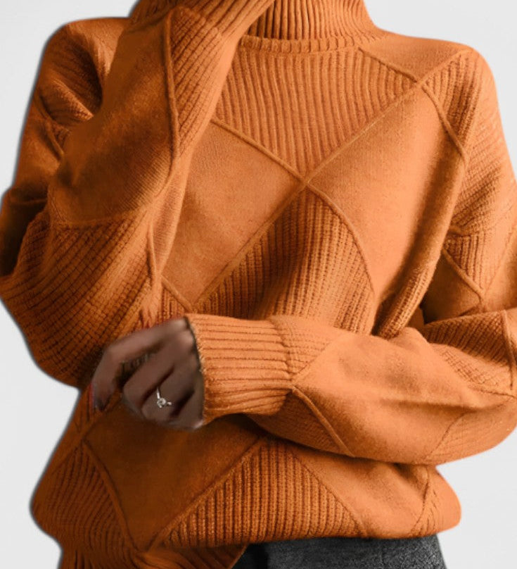 Jasminový svetr s vysokým límcem z kašmíru