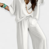 Veronika - Vzdušná souprava s širokými kalhotami a volnou blůzou