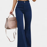 Kiara Kalhoty z Veluru s Širokými Nohavicemi a Vysokým Pasem