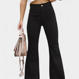 Kiara Kalhoty z Veluru s Širokými Nohavicemi a Vysokým Pasem