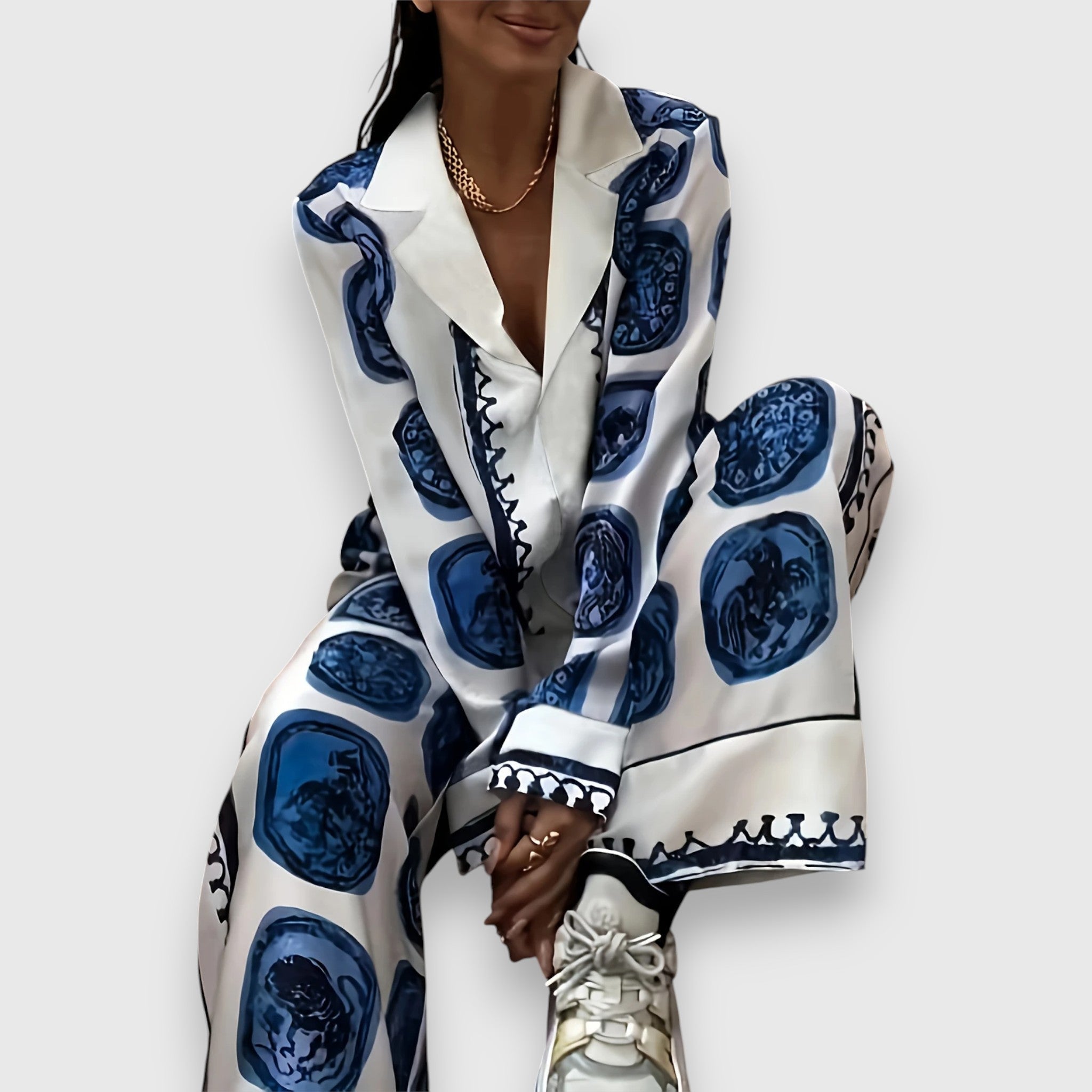 Meda - Dámský vzorovaný saténový komplet