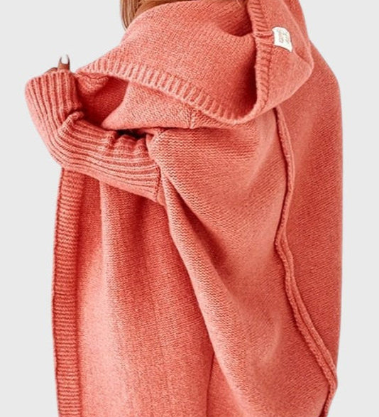 Oversized Pletený Kardigan s Kapucí