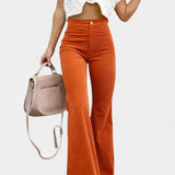 Kiara Kalhoty z Veluru s Širokými Nohavicemi a Vysokým Pasem