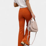 Kiara Kalhoty z Veluru s Širokými Nohavicemi a Vysokým Pasem