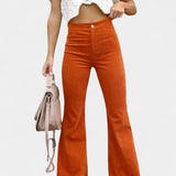 Kiara Kalhoty z Veluru s Širokými Nohavicemi a Vysokým Pasem