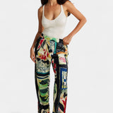 Arce Kalhoty s Vysokým Pasem a Květinovým Vzorem