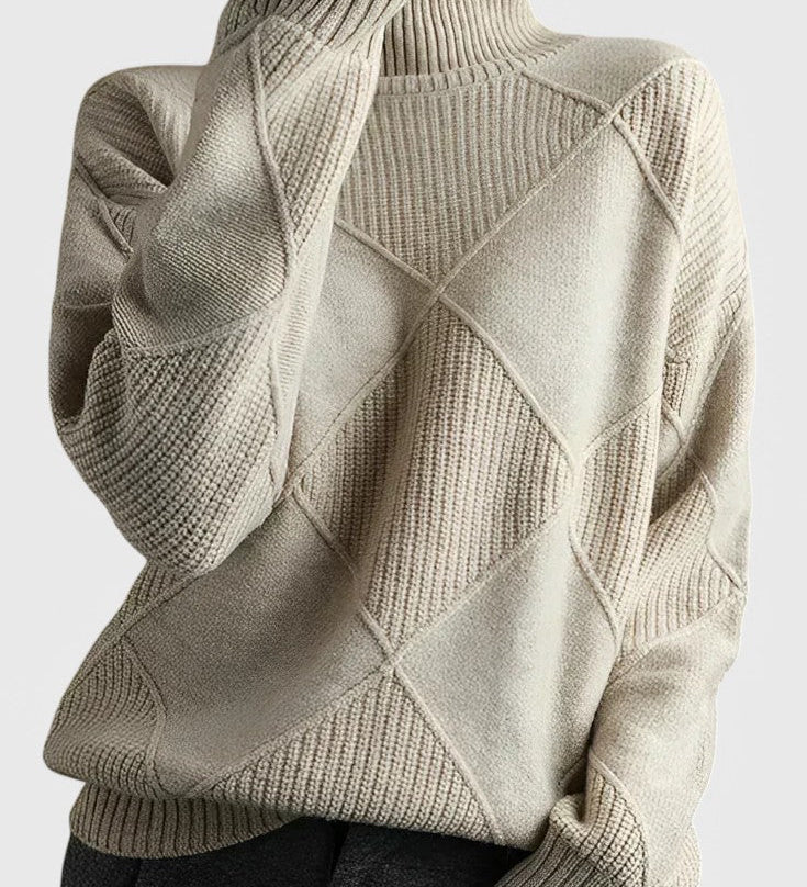 Jasminový svetr s vysokým límcem z kašmíru