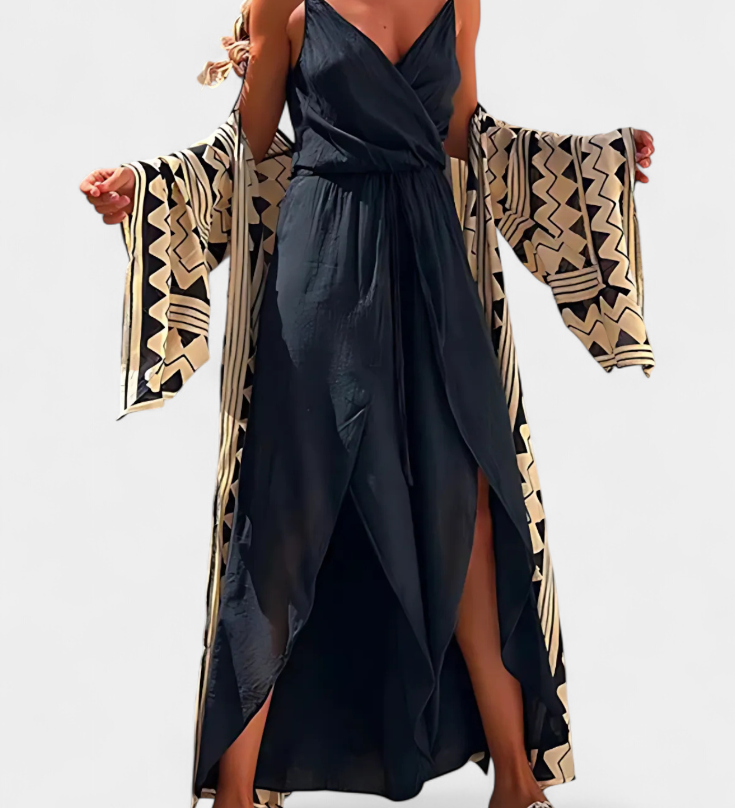 Donatila Mono z Washed Cotton s Bočními Otvory a Křížovým Výstřihem