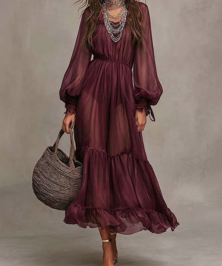 Gerda | Vestido Midi Elegante com Decote em V
