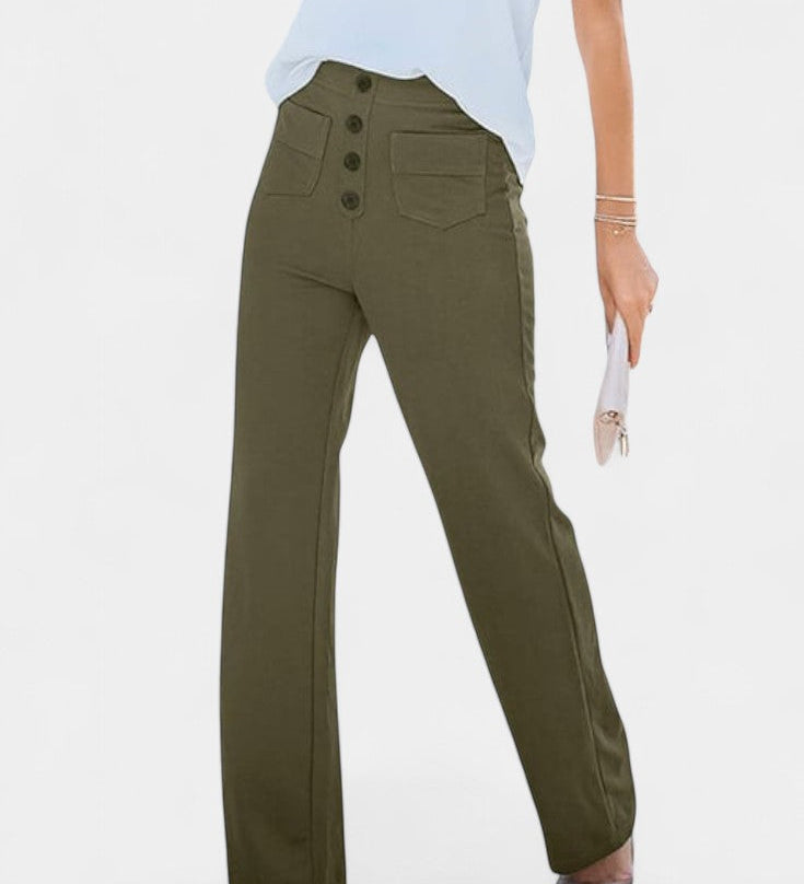 Nova Rovné Kalhoty s Vysokým Pasem a Elastickostí