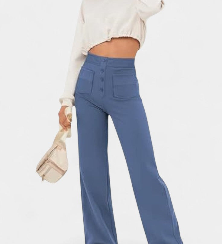 Nova Rovné Kalhoty s Vysokým Pasem a Elastickostí