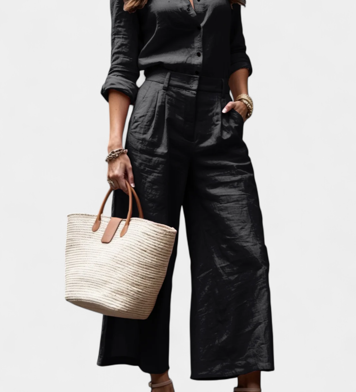 Sabina Růžový Set S Volnou Košilí A Capri Kalhotami