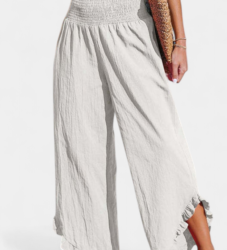 Justina Palazzo kalhoty s volány a vysokým pasem