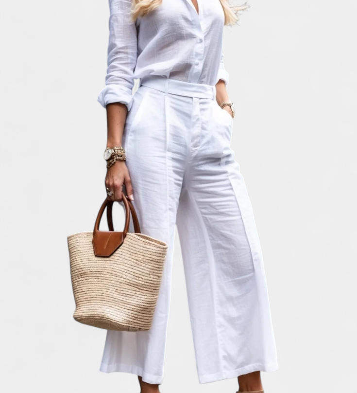 Sabina Růžový Set S Volnou Košilí A Capri Kalhotami