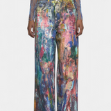 Rana Kalhoty s Širokými Nohavicemi a Uměleckým Potiskem