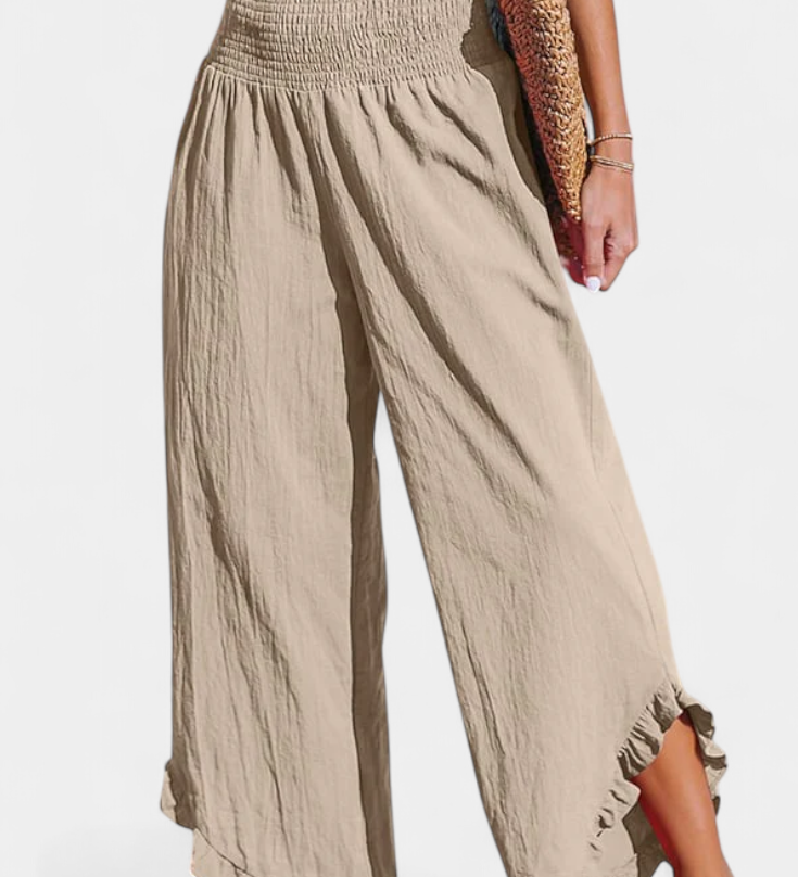 Justina Palazzo kalhoty s volány a vysokým pasem