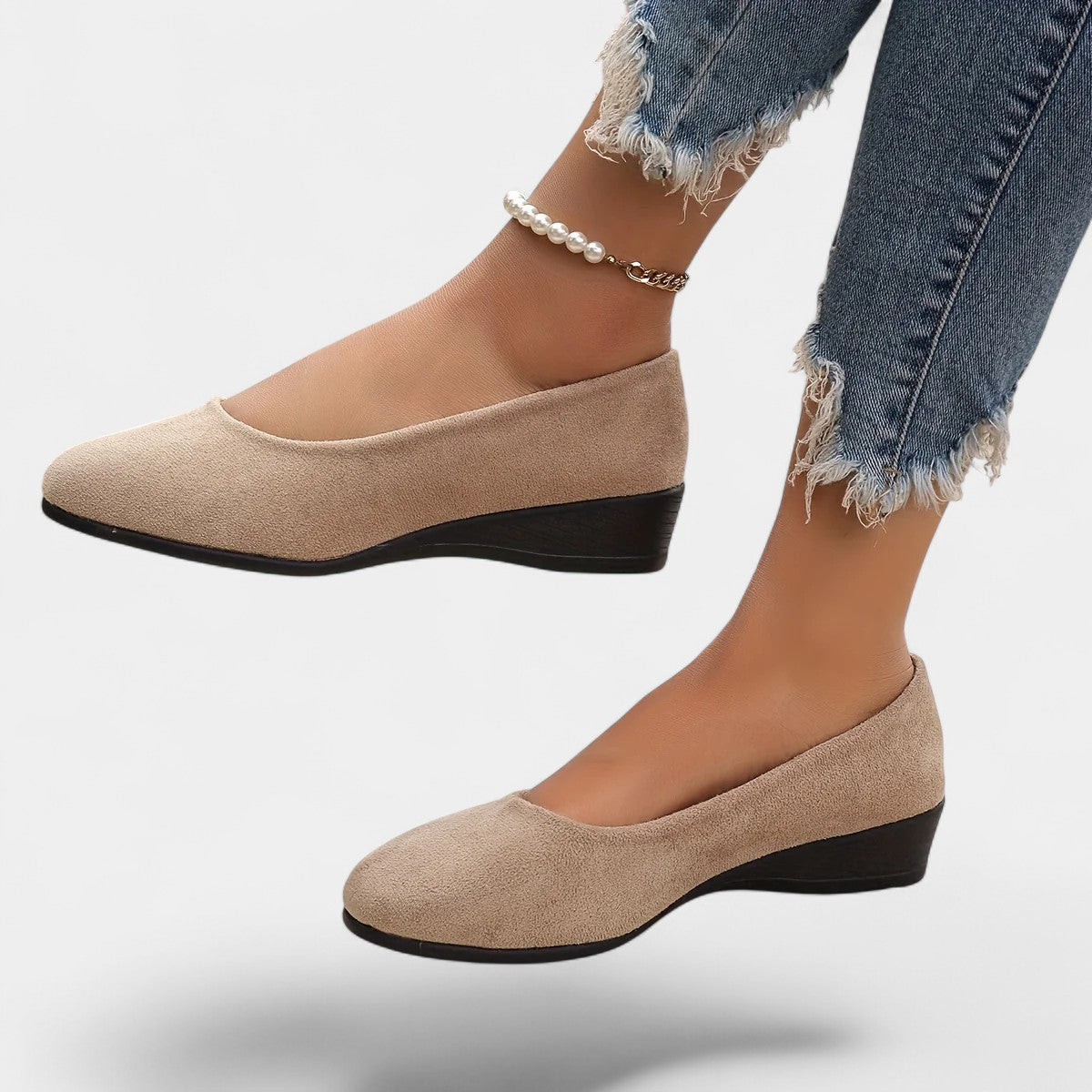 Evienne Pohodlné Baleríny s Klínovým Podpatkem