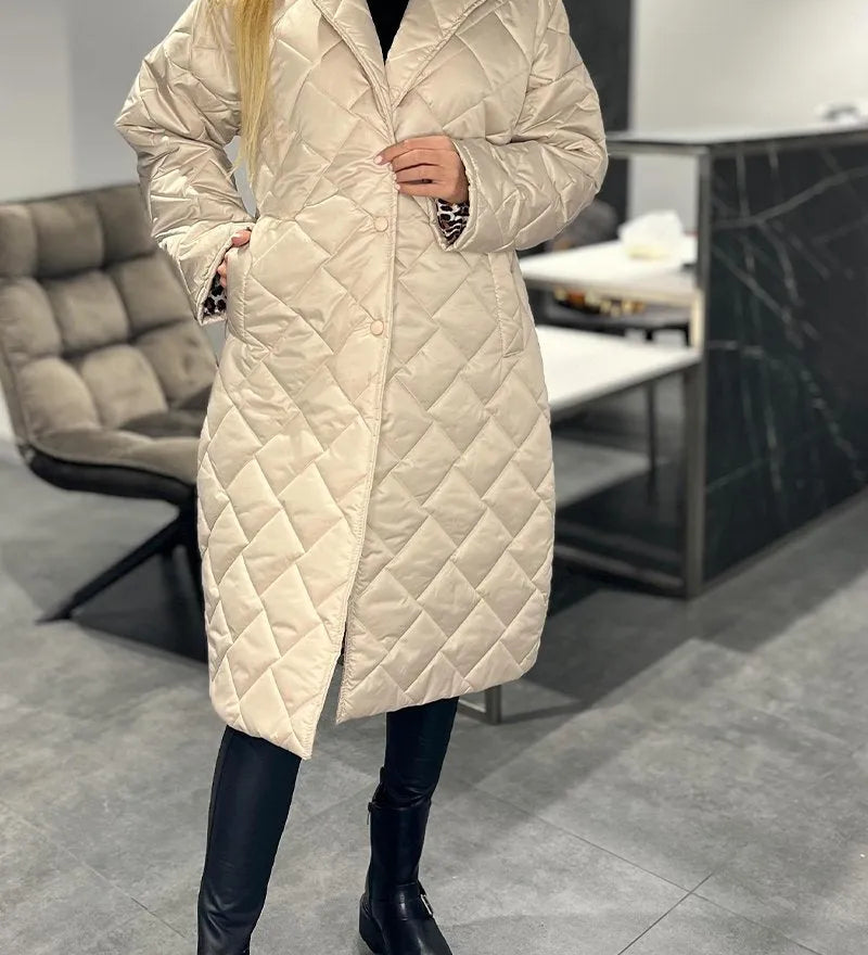 Ofira – Obojstranný prošívaný kabát s podšívkou s leopardím vzorem