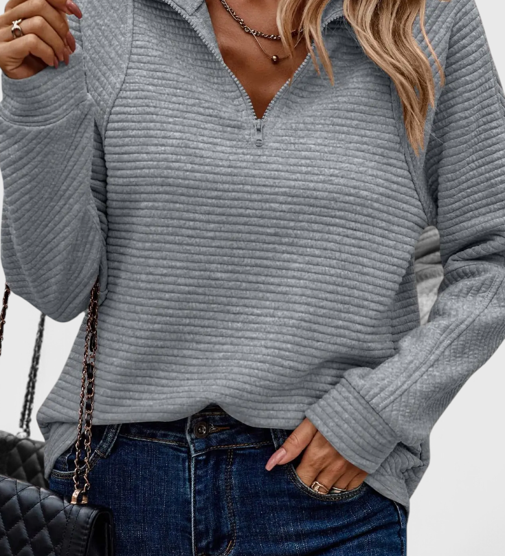 Helene Svetřík s Výstřihem do V a Dlouhým Rukávem