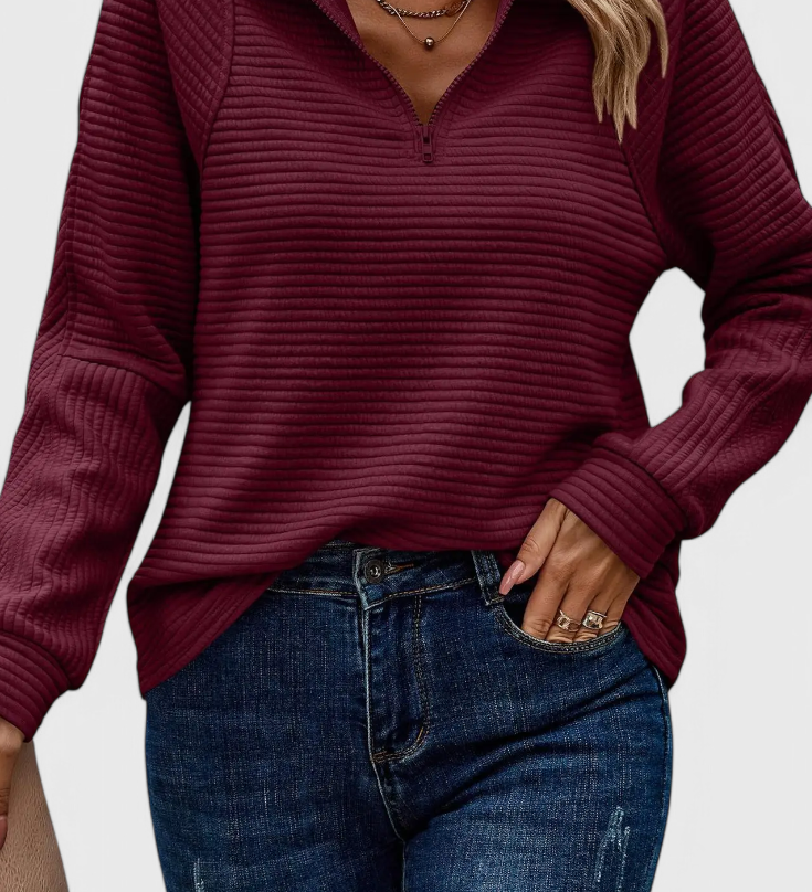 Helene Svetřík s Výstřihem do V a Dlouhým Rukávem