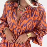 Yasmine Mono Mini s Volánky a Ikat Vzorem