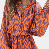 Yasmine Mono Mini s Volánky a Ikat Vzorem